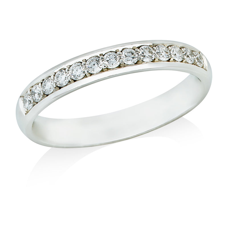 Platinum Polished Round Brilliant Cut Diamond Grain Set Wedding Ring