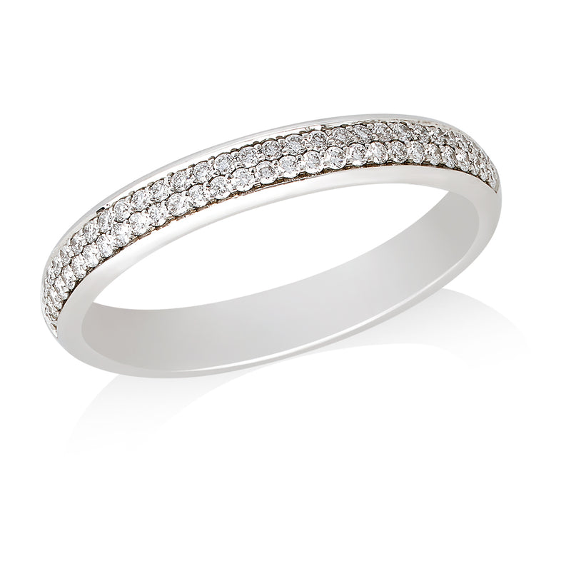 Platinum Round Brilliant Cut Diamond Grain Set Wedding Ring