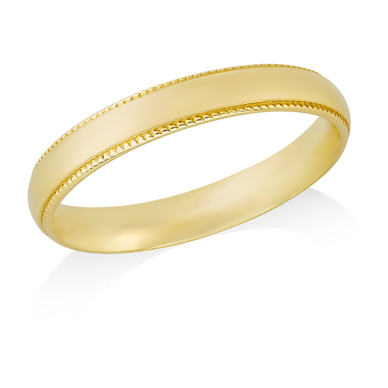 18ct Yellow Gold Beaded Edge Wedding Ring
