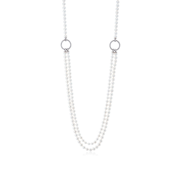 18ct White Gold Akoya Cultured Pearl Multi Strand Necklace
