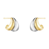 Georg Jensen Curve Silver and 18ct Yellow Gold Half Hoop Earrings