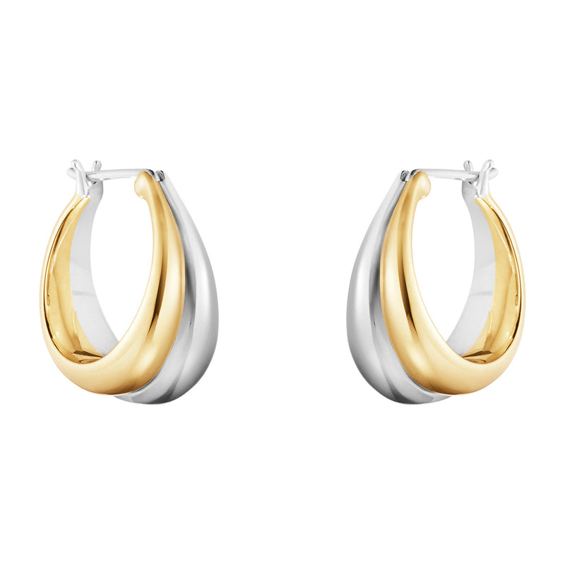 Georg Jensen Curve 18ct Yellow Gold and Silver Hoop Earrings
