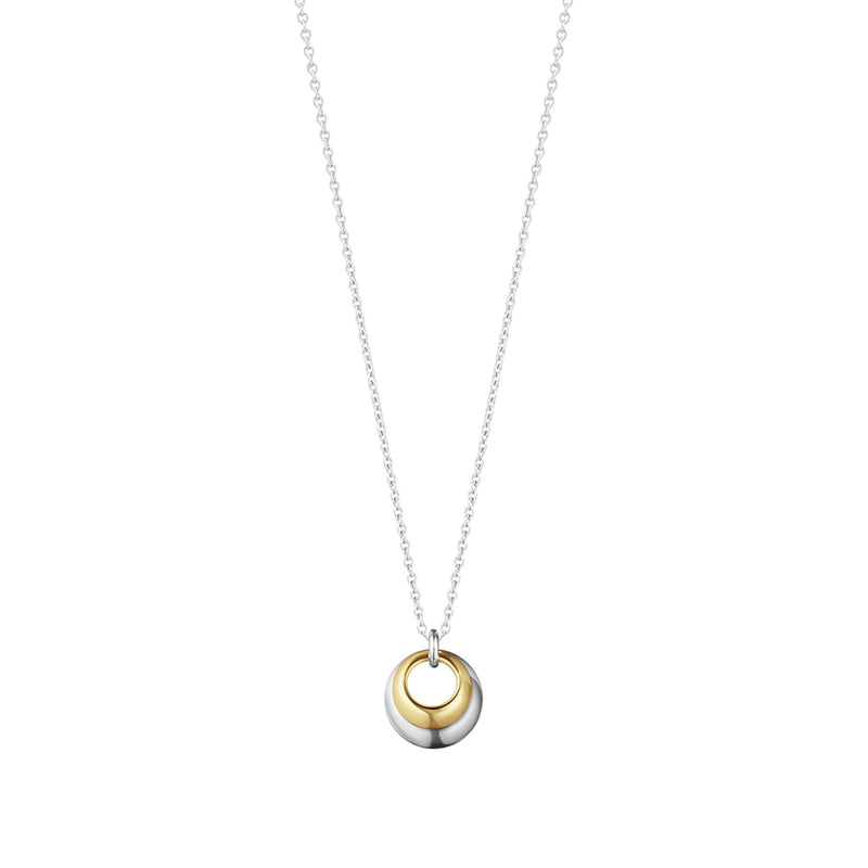 Georg Jensen Curve Silver and 18ct Yellow Gold Pendant and Chain