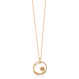 8ct Rose Gold Four Claw Set Round Brilliant Cut Brown Diamond and Diamond Circular Pendant and Chain