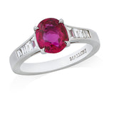 Platinum Solitaire Four Claw Set Oval Cut Ruby Ring