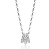 18ct White Gold Four Claw and Grain Set Round Brilliant Cut Diamond Three Rings Pendant and Chain