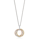 18ct Yellow, White and Rose Gold Pave Set Round Brilliant Cut Diamond Circular Pendant and Chain