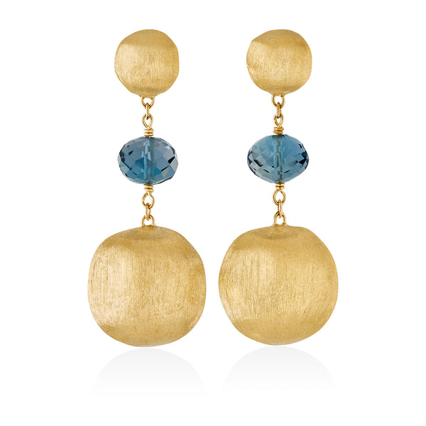 Marco Bicego Africa 18ct Yellow Gold London Blue Topaz Drop Earrings