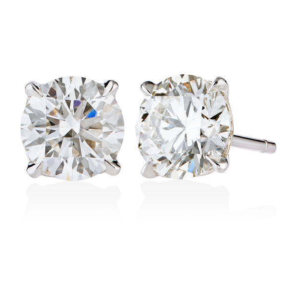 18ct White Gold Four Claw Set Round Brilliant Cut Diamond Stud Earrings