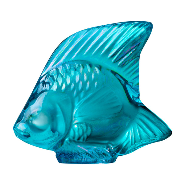 Lalique Fish Turquoise Crystal Sculpture
