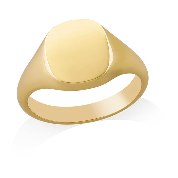 9ct Rose Gold Plain Cushion Signet Ring