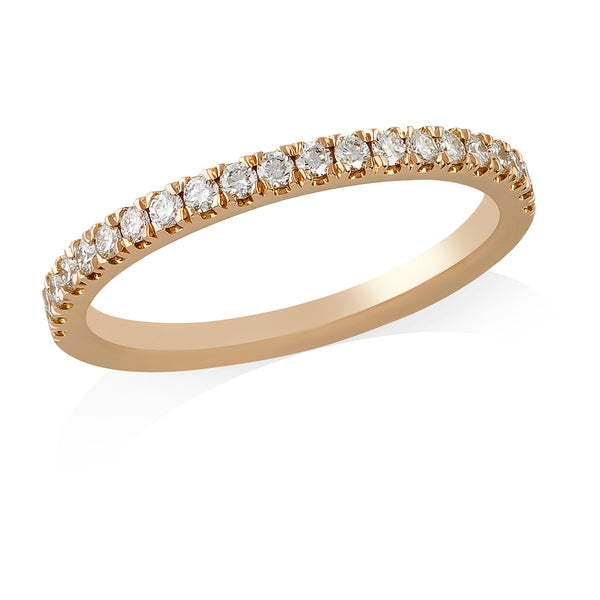 18ct Rose Gold Grain Set Round Brilliant Cut Diamond Half Eternity Ring