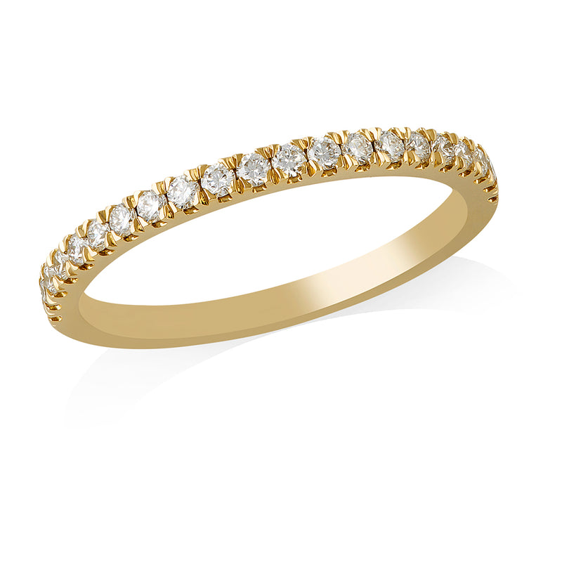 18ct Yellow Gold Grain Set Round Brilliant Cut Diamond Half Eternity Ring