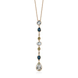 18ct Rose Gold Rub Set Mixed Gemstone Drop Pendant and Chain