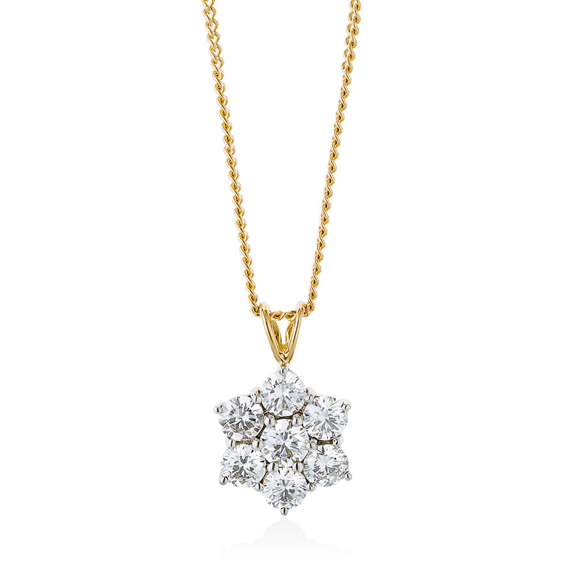 18ct White and Yellow Gold Diamond Snowflake Pendant