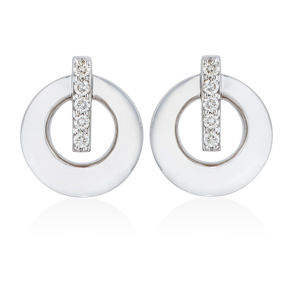 18ct White Gold Pave Set Round Brilliant Cut Diamond Stud Earrings