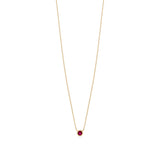 18ct Yellow Gold Rub Set Round Cut Ruby Pendant and Chain