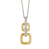 18ct White and Yellow Gold Pave Set Round Brilliant Cut Diamond Drop Pendant and Chain