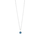 18ct White Gold Rub Set Round Brilliant Cut London Blue Topaz Pendant and Chain