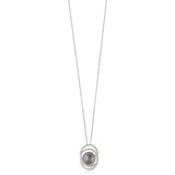 18ct White Gold Tahitian Cultured Pearl and Diamond Pendant and Chain