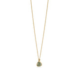 18ct Yellow Gold Rub Set Multi-Faceted Cut Green Amethyst and Round Brilliant Cut Diamond Pendant and Chain