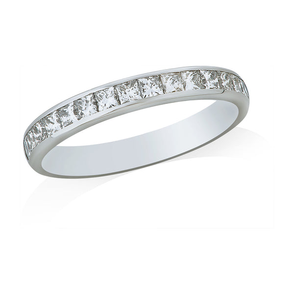 Platinum Polished Channel Set Princess Cut Diamond Wedding Ring