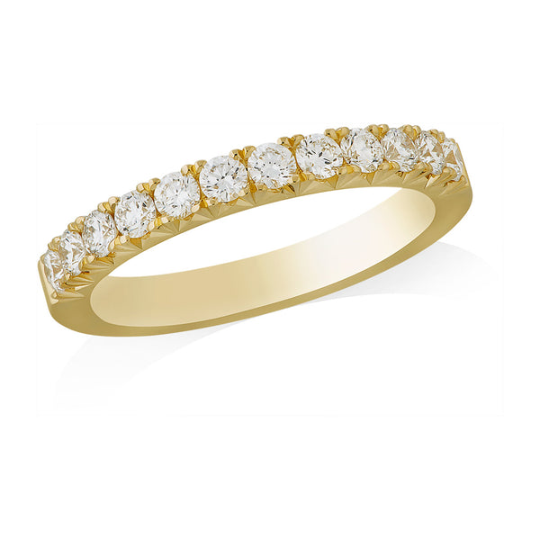 18ct Yellow Gold Polished Four Claw Set Round Brilliant Cut Diamond Wedding Ring