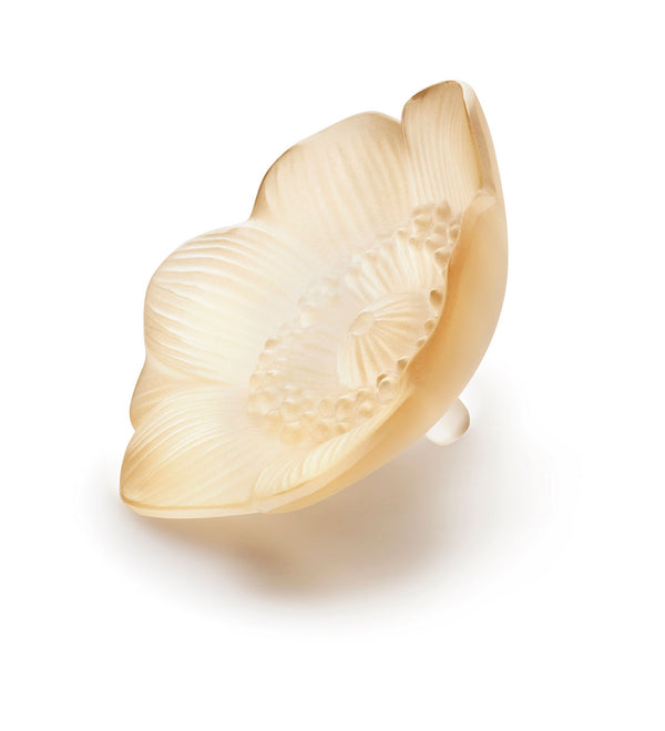 Lalique Anemone Gold Luster Crystal Small Sculpture