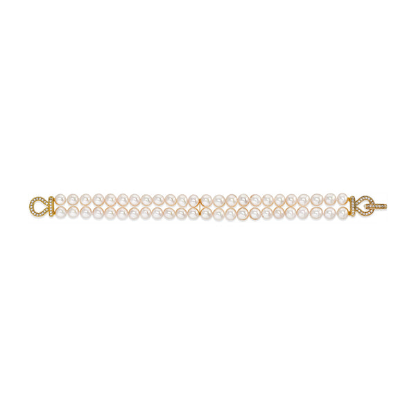 18ct Yellow Gold Akoya Cultured Pearl Two Strand Bracelet