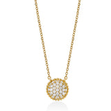 18ct Yellow Gold Pave Set Round Brilliant Cut Diamond Cluster Pendant and Chain