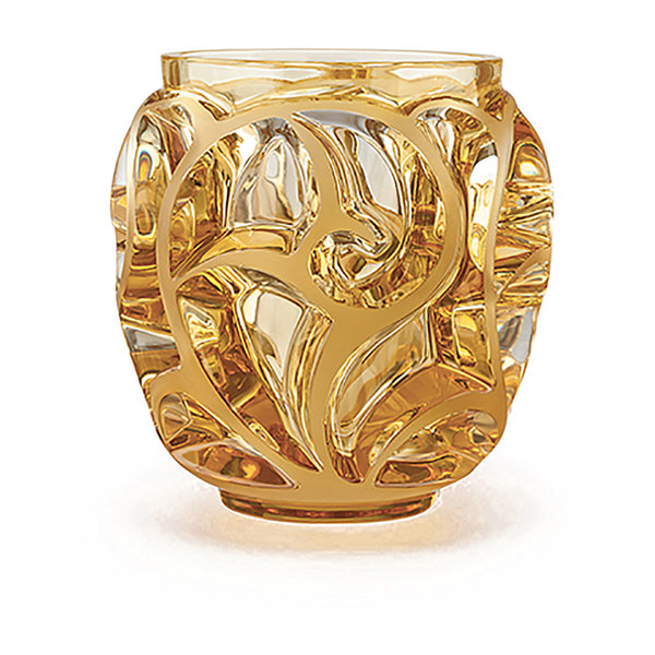 Lalique Tourbillons Amber Crystal Small Vase