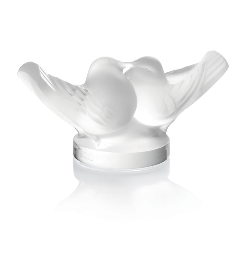 Lalique Two Lovebirds Clear Crystal Small Sculpture