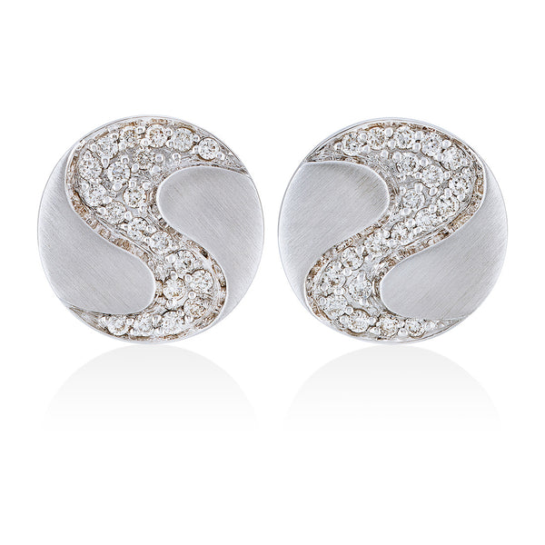 18ct White Gold Pave Set Round Brilliant Cut Diamond Stud Earrings