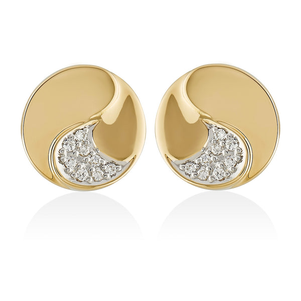 18ct Yellow Gold Pave Set Round Brilliant Cut Diamond Stud Earrings