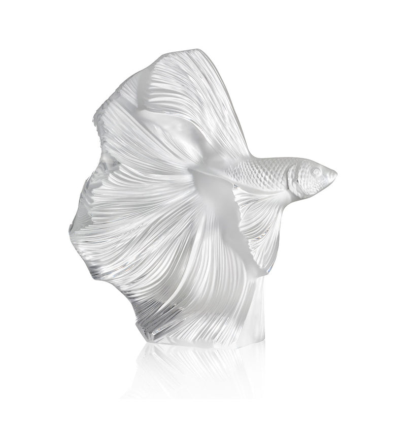 Lalique Fighting Fish Clear Crystal Sculpture