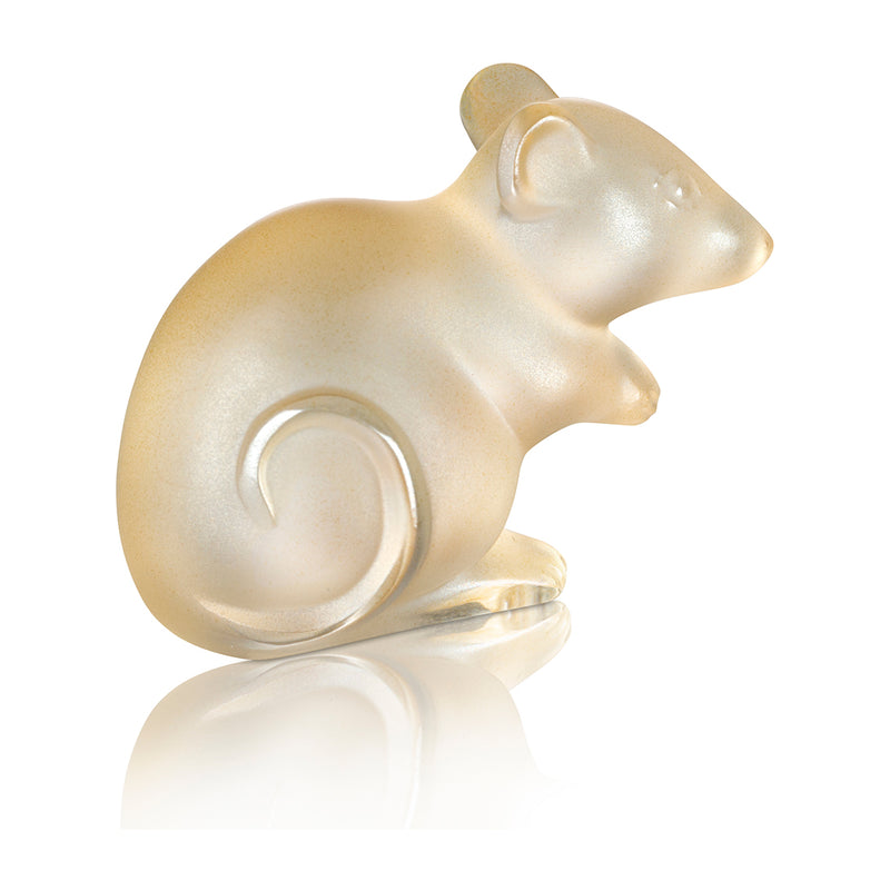 Lalique Mouse Gold Luster Crystal Small Sculpture