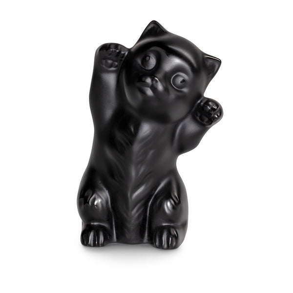 Lalique Mischievous Kitten Black Crystal Sculpture