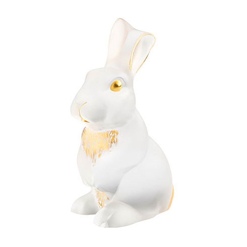 Lalique Toulouse Rabbit Gold Stamped Crystal Sculpture