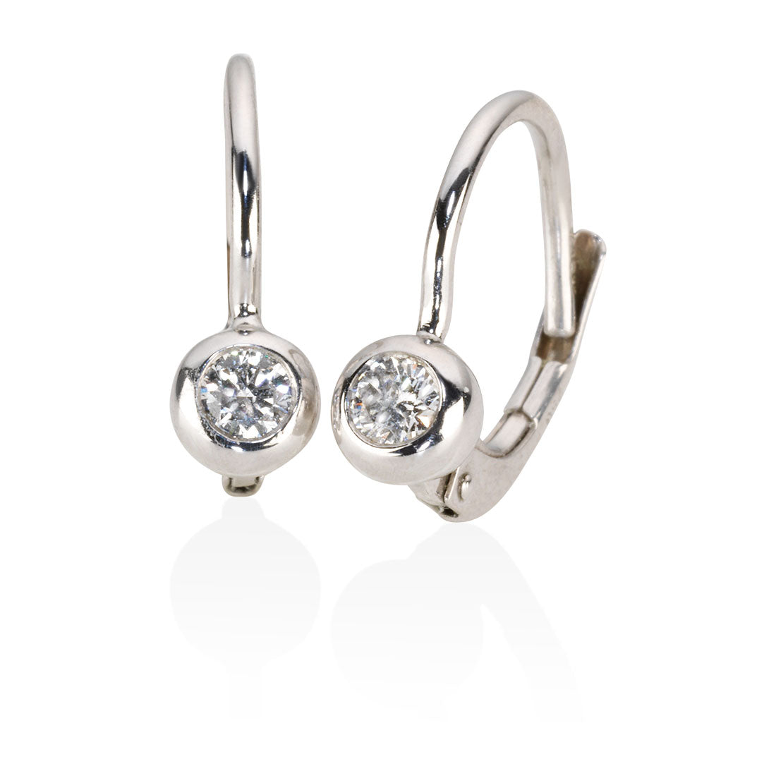 18ct White Gold Rub Set Round Brilliant Cut Diamond Hoop Earrings – Mallory