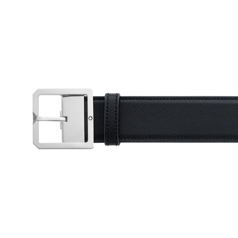 Montblanc Grey and Black Leather Reversible Belt