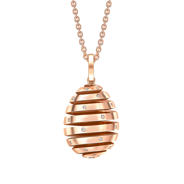 Fabergé Essence Spiral 18ct Rose Gold and Diamond Pendant and Chain
