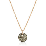 Piccolo 18ct Rose Gold Pave Set Brown Diamond Circular Pendant and Chain
