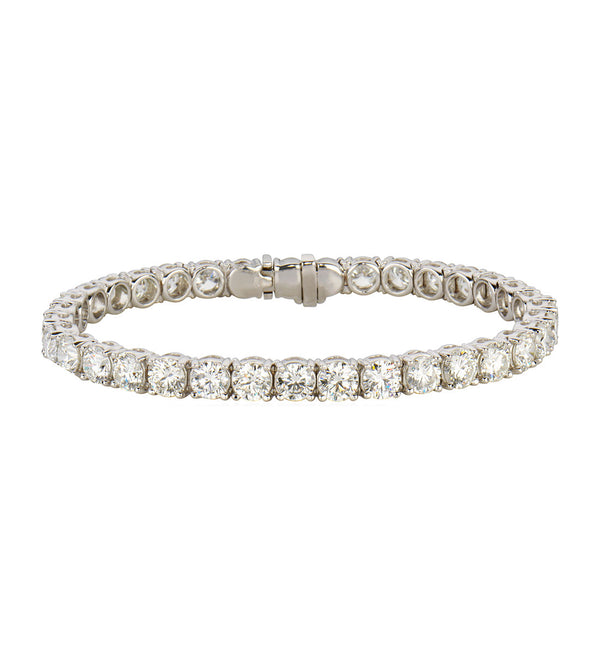18ct White Gold Four Claw Set Round Brilliant Cut Diamond Line Bracelet
