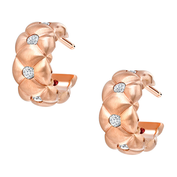 Fabergé Treillage Huggie 18ct Rose Gold and Diamond Hoop Earring