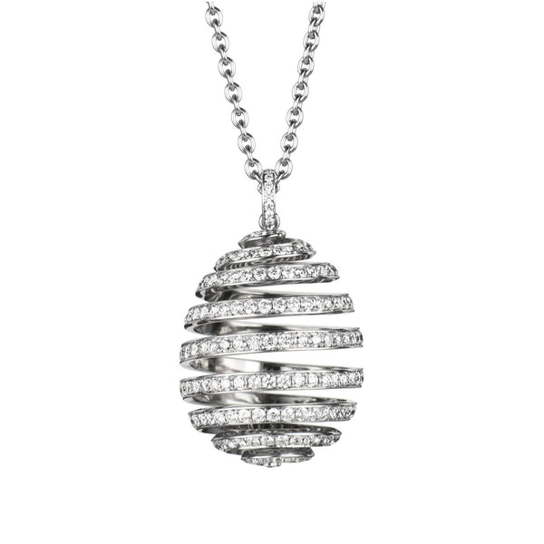 Fabergé Essence Spiral 18ct White Gold Diamond Pendant and Chain