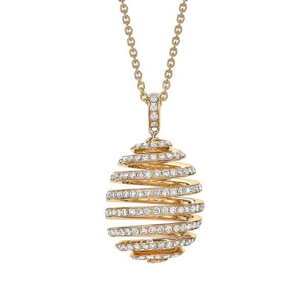 Fabergé Essence Spiral 18ct Yellow Gold Diamond Pendant and Chain