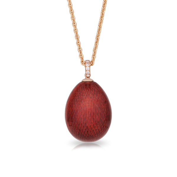 Fabergé Heritage 18ct Rose and Yellow Gold Red Enamel and Diamond Pendant and Chain