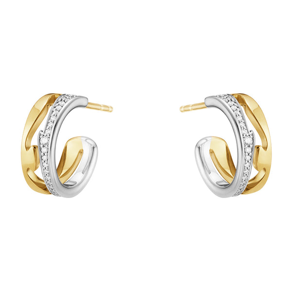 Georg Jensen Fusion 18ct Yellow Gold and Silver Diamond Hoop Earrings
