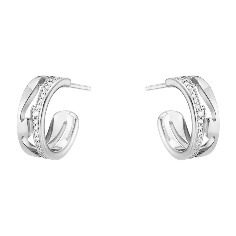 Georg Jensen Fusion 18ct White Gold Diamond Hoop Earrings