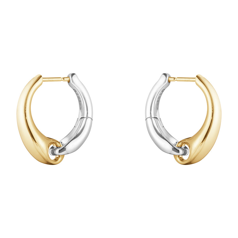 Georg Jensen Reflect Silver and 18ct Yellow Gold Hoop Earrings
